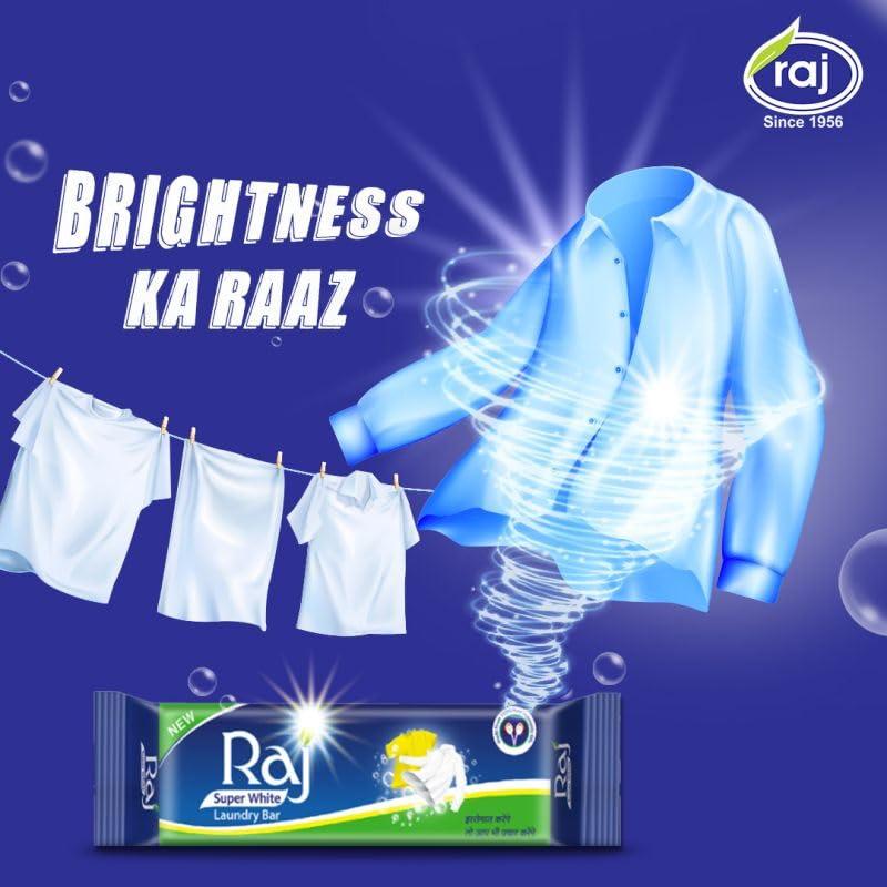 RAJ SUPER WHITE Raj Super White Laundry Soap Bar, 3.5 kg (Pack of 35 x 100g)