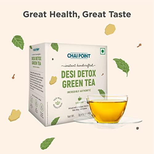 CHAI POINT Chai Point Desi Detox Green Tea | 15 Sachets | Instant Tea | 100% Natural Ingredients