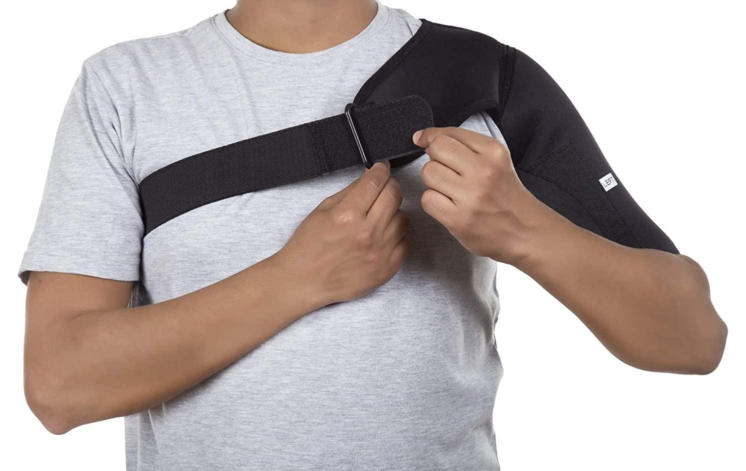 WITZION Witzion Universal Shoulder Support Brace With Adjustable Stretch Strap Wrap Belt | Suitable To Rotator Cuff, Dislocated AC Joint, Shoulder Pad, Shoulder Pain For Men & Women (Left)