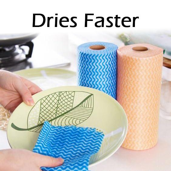 KYKOH KYKOH Non Woven Super Absorbent Reusable Kitchen Tissue Roll or Paper Towel Roll for Home, Kitchen and Office - 80 Pulls (4)