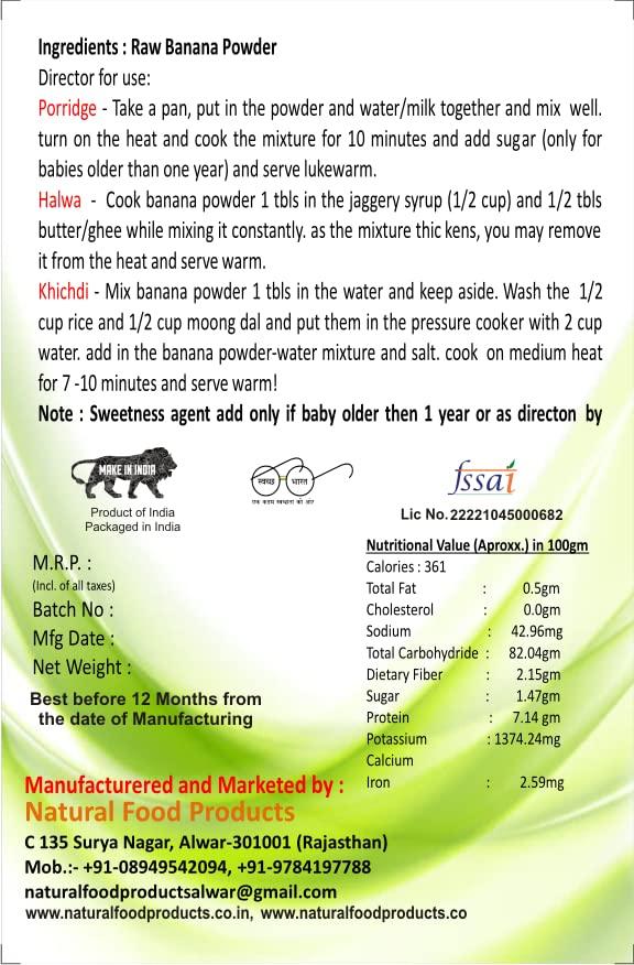 SHOODDH SHOOODH Sun Dried RAW Banana Powder for Babies Porridge Eating 250GM