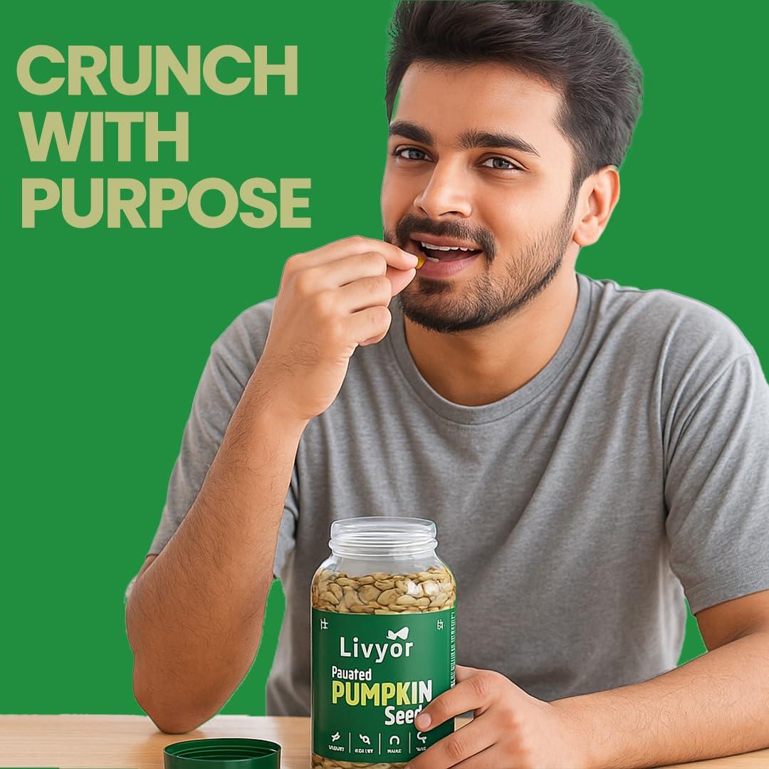 LIVYOR LIVYOR Roasted Pumpkin Seeds, Lightly Salted, Full of Protein and Fiber Rich Superfood, High in Magnesium, 1kg