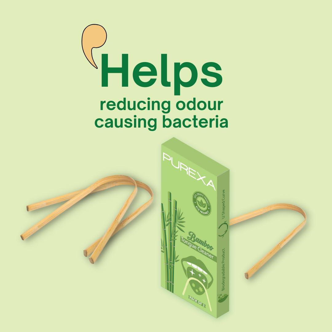 PUREXA PUREXA Bamboo Toothbrush and Tongue Scraper | Charcoal-Infused Soft Bristles | Antibacterial & Biodegradable | (4 Toothbrush & 6 Tongue Scraper)