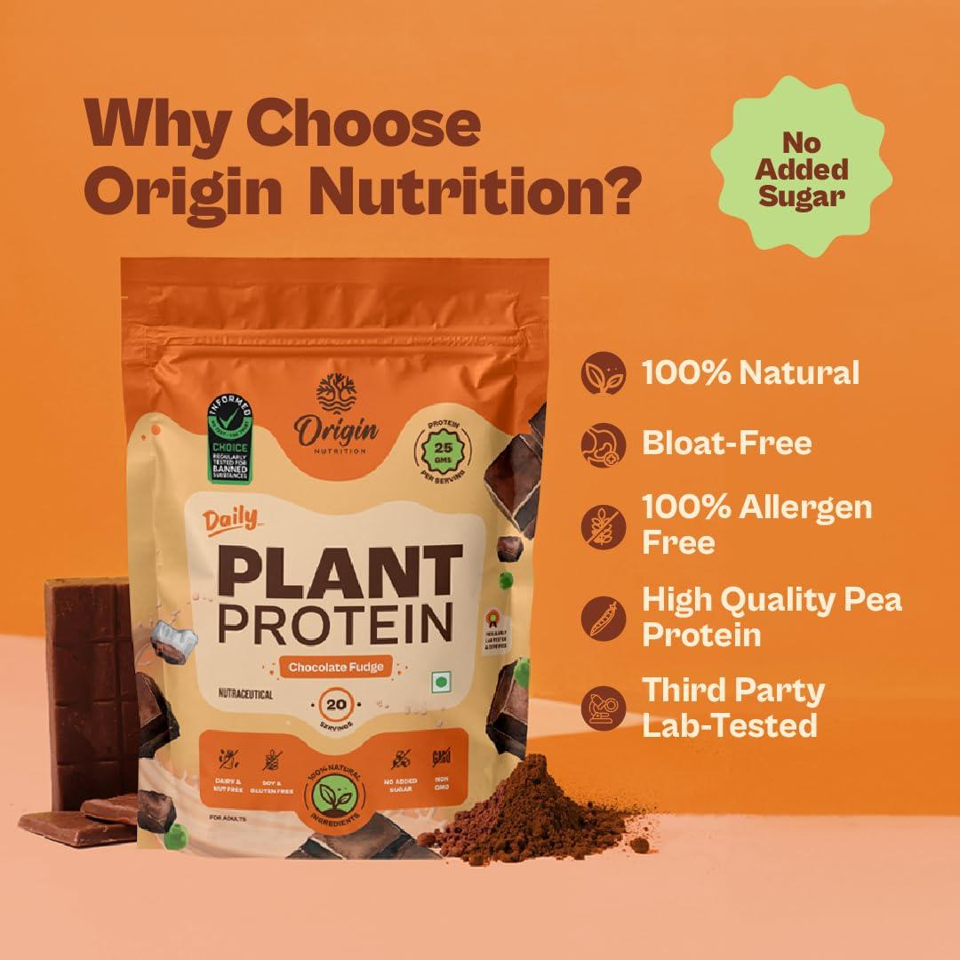 ORIGIN NUTRITION Origin Nutrition 100% Natural Vegan Protein Powder (European Pea Protein Isolate & Pumpkin Seed Protein) Easy to Digest Chocolate Flavour with 25g Plant Based Protein,770g