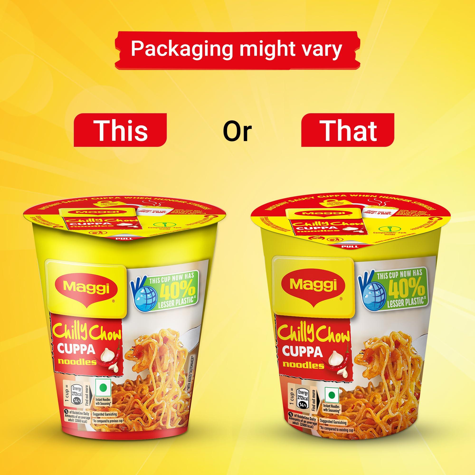 MAGGI MAGGI Instant Cuppa Noodles, Chilly Chow | Slurpy Saucy Taste With Extra Veggies, Vegetarian, 70 Gm