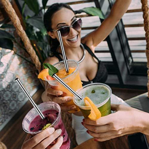 IKTU Iktu Telescopic Reusable Straws, Portable Stainless Steel Drinking Straw with Cleaning Brush and Storage Case, Folding Metal Straw for Travel, Home and Office (Silver + Rainbow)