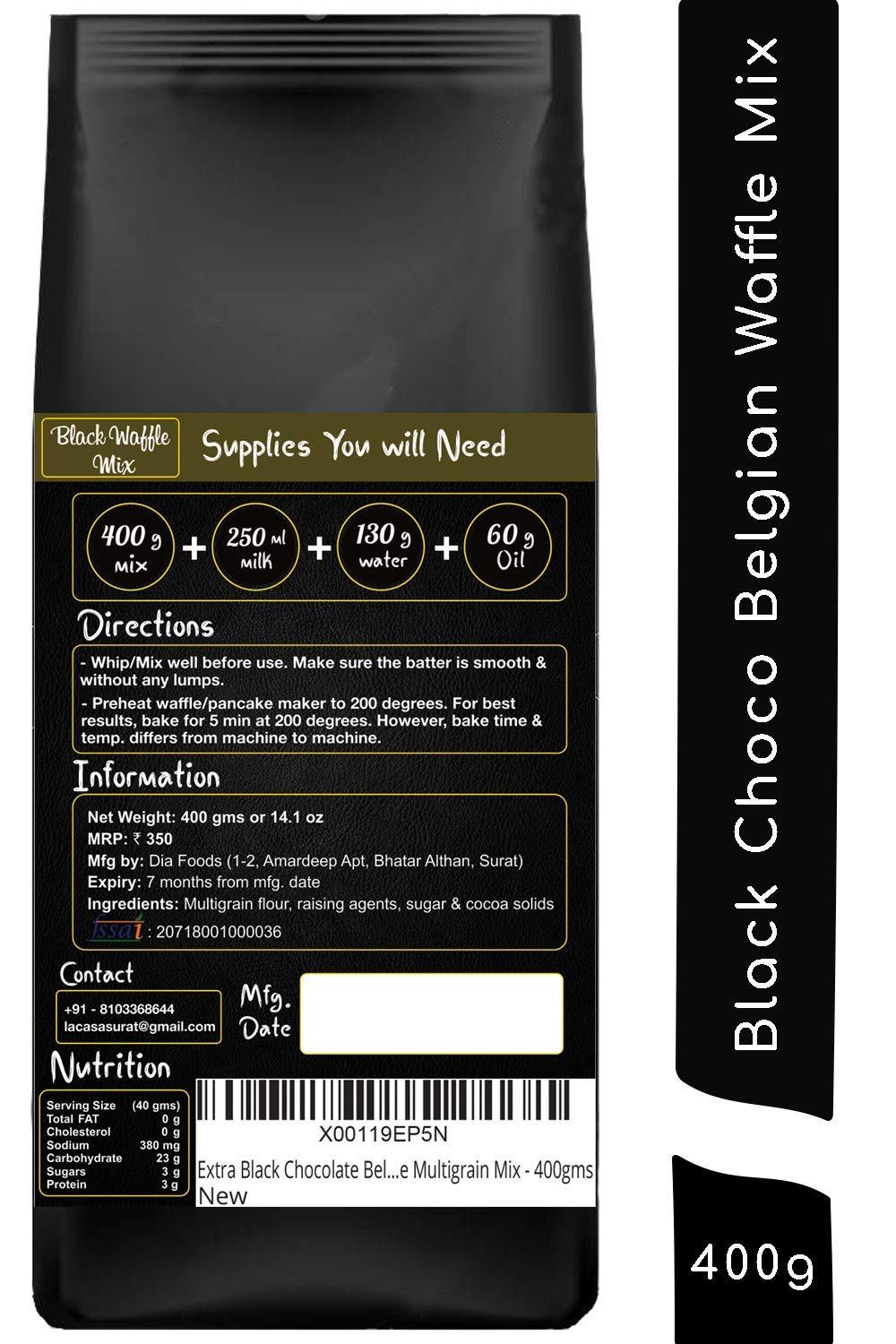 La Casa La Casa French Vanilla + Chocolate + Red Velvet + Black Choco Belgian Waffle Mix | Combo Pack | Pancake Mix | Multigrain | Vegan | Egg-Less | Extra Crisp | Pack of 4 | 1.6 Kgs |