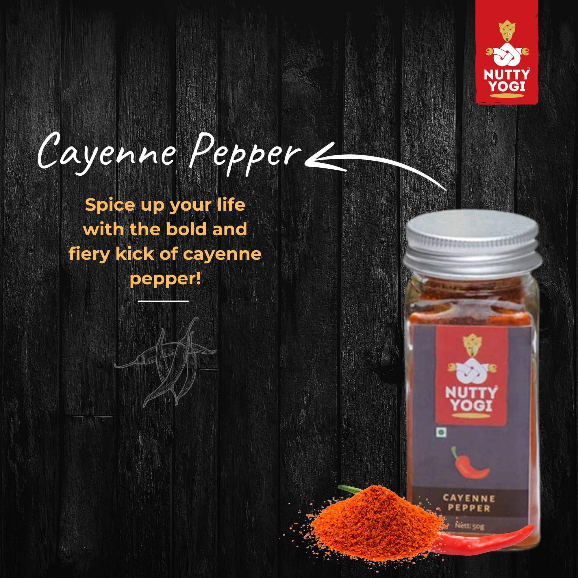 NUTTY YOGI NUTTY YOGI CAYENNE PEPPER | No Artificial Colors | No Preservatives|Perfect for Cooking|Maintain a healthy weight| 50gm