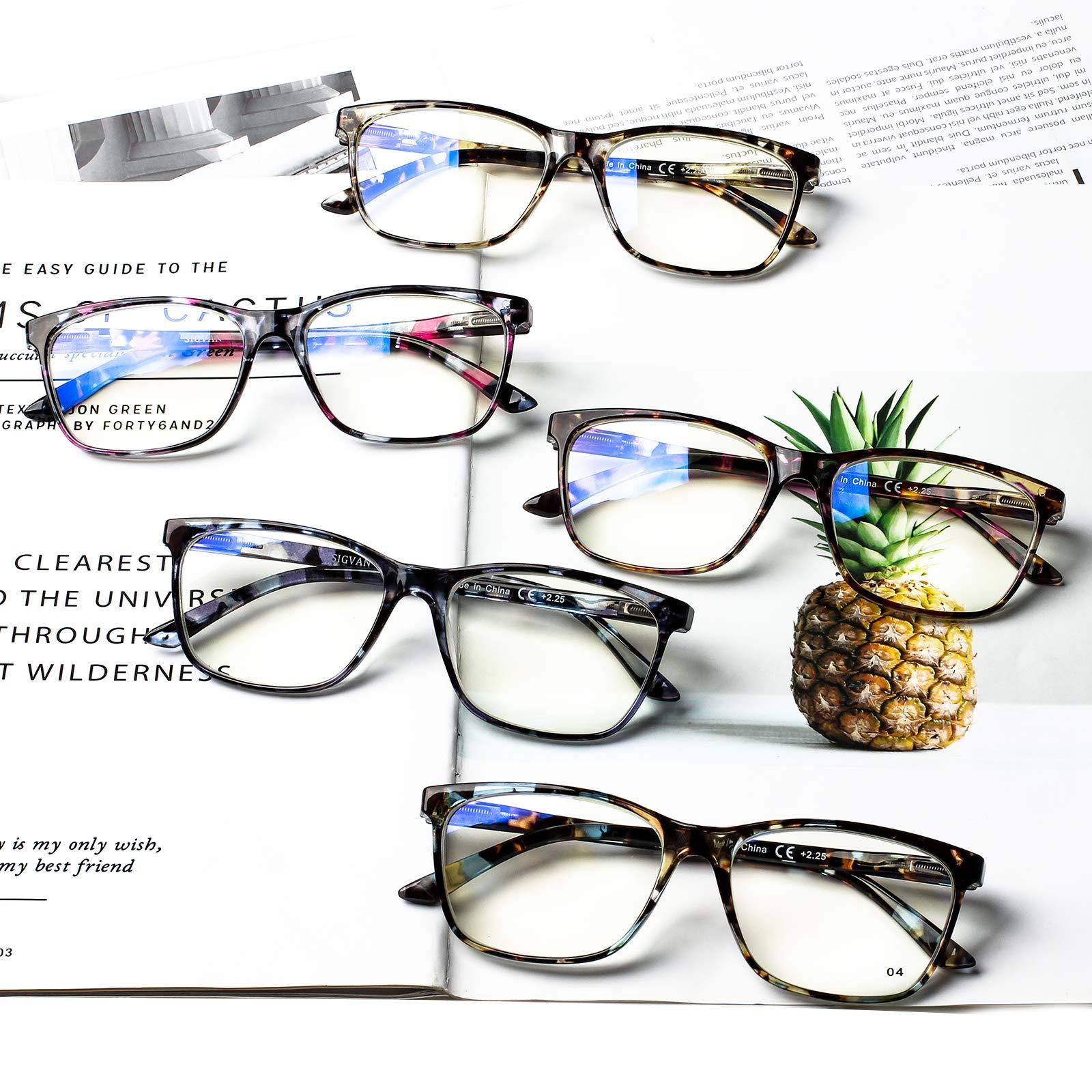 SIGVAN SIGVAN Ladies Reading Glasses Blue Light Blocking Spring Hinge Fashion Pattern Print Eyeglasses for Women (multicolour, 1.25)