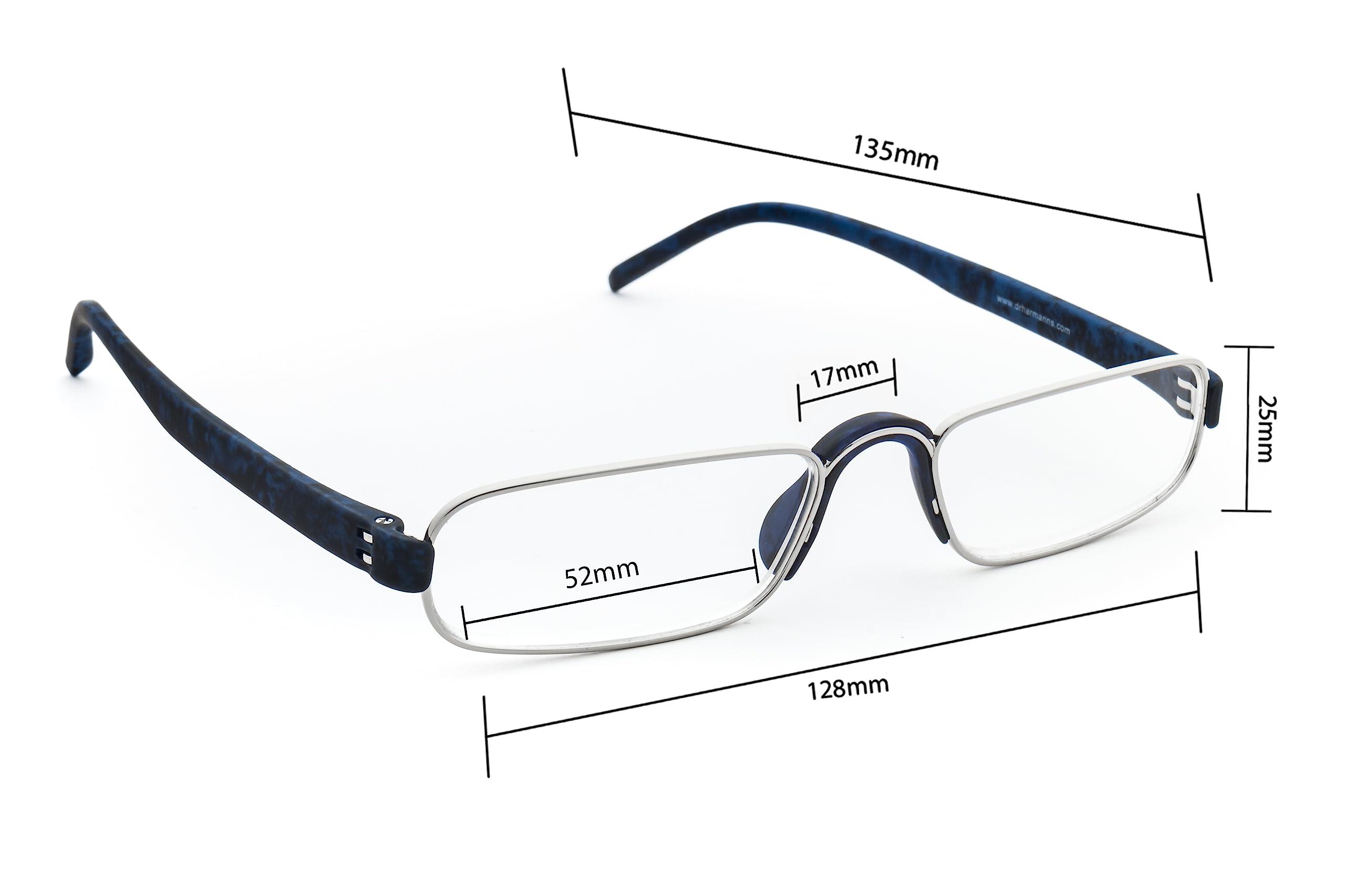 Dr.Harmann\'s Dr.Harmann\'s Rectangular Reading Glasses (Blue) (CEO +1.75)