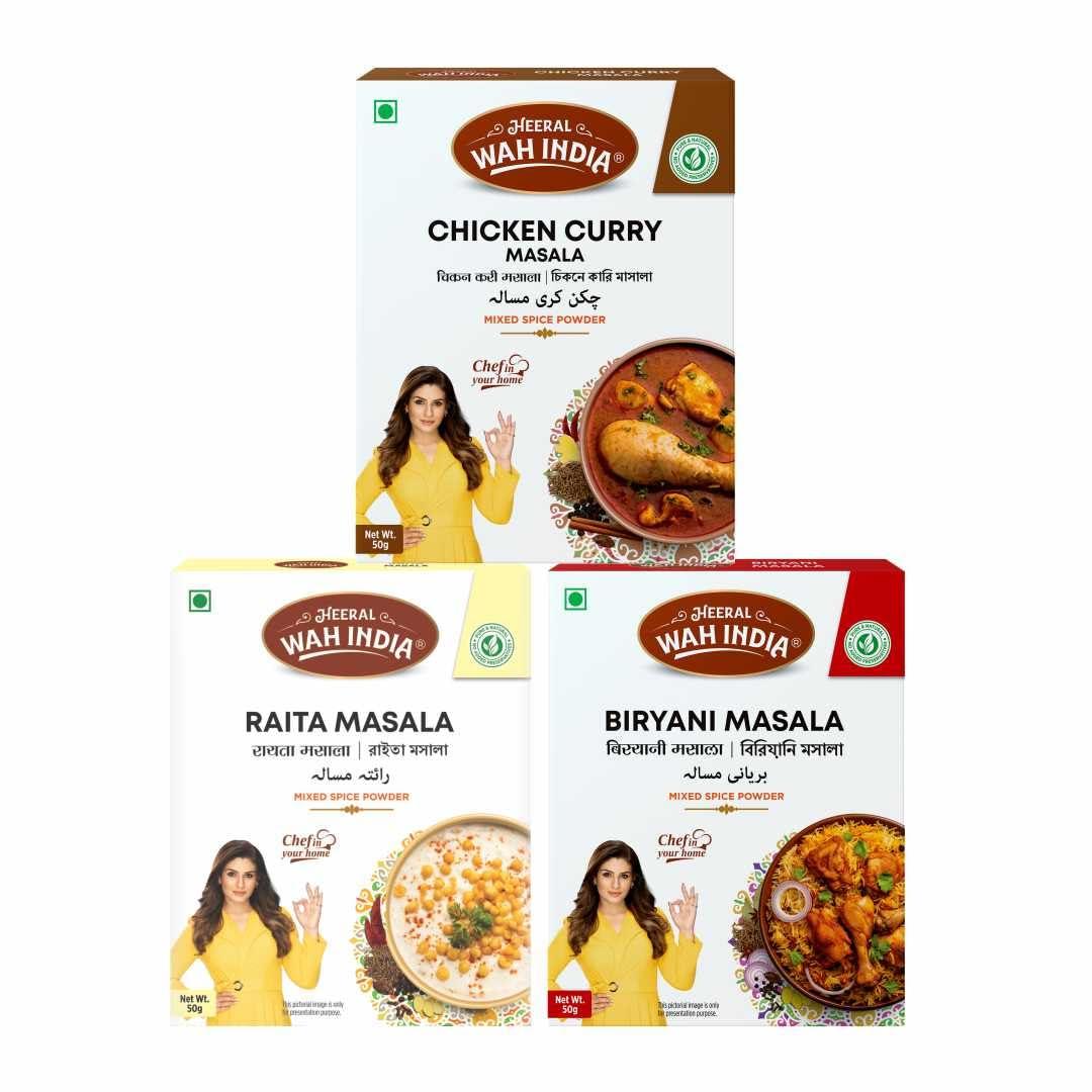 Heeral Wah India Heeral Wah India Chicken Masala, Raita Masala, and Biryani Masala | Combo Pack With Natural Ingredients - 50 Gram In Each Pack