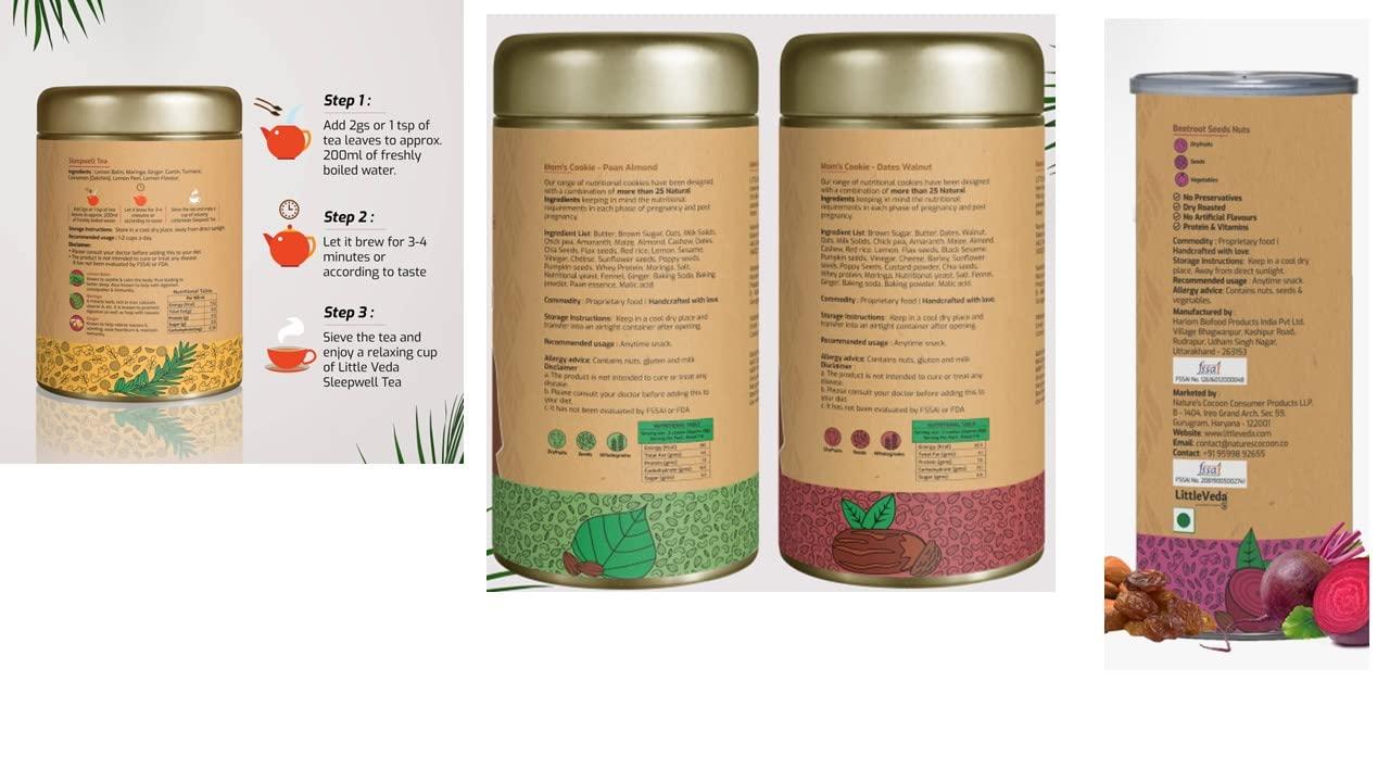 LittleVeda LittleVeda Pregnancy Gift Hamper (Pregnancy Trail Mix, Pregnancy Cookies & Sleepwell Tea) - For Pregnant Women, Trimester 3 (6-9months), Mothers Day Gifting