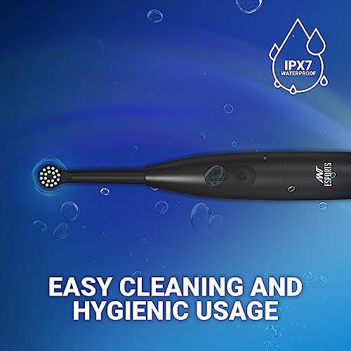 Ant Esports Ant Esports Alpha 360 Oscillation Electric Toothbrush with 2 Brush Heads, Sonic Toothbrushes 28,000 VPM, IPX7, Ergonomic Designs, last long for 40days - Black