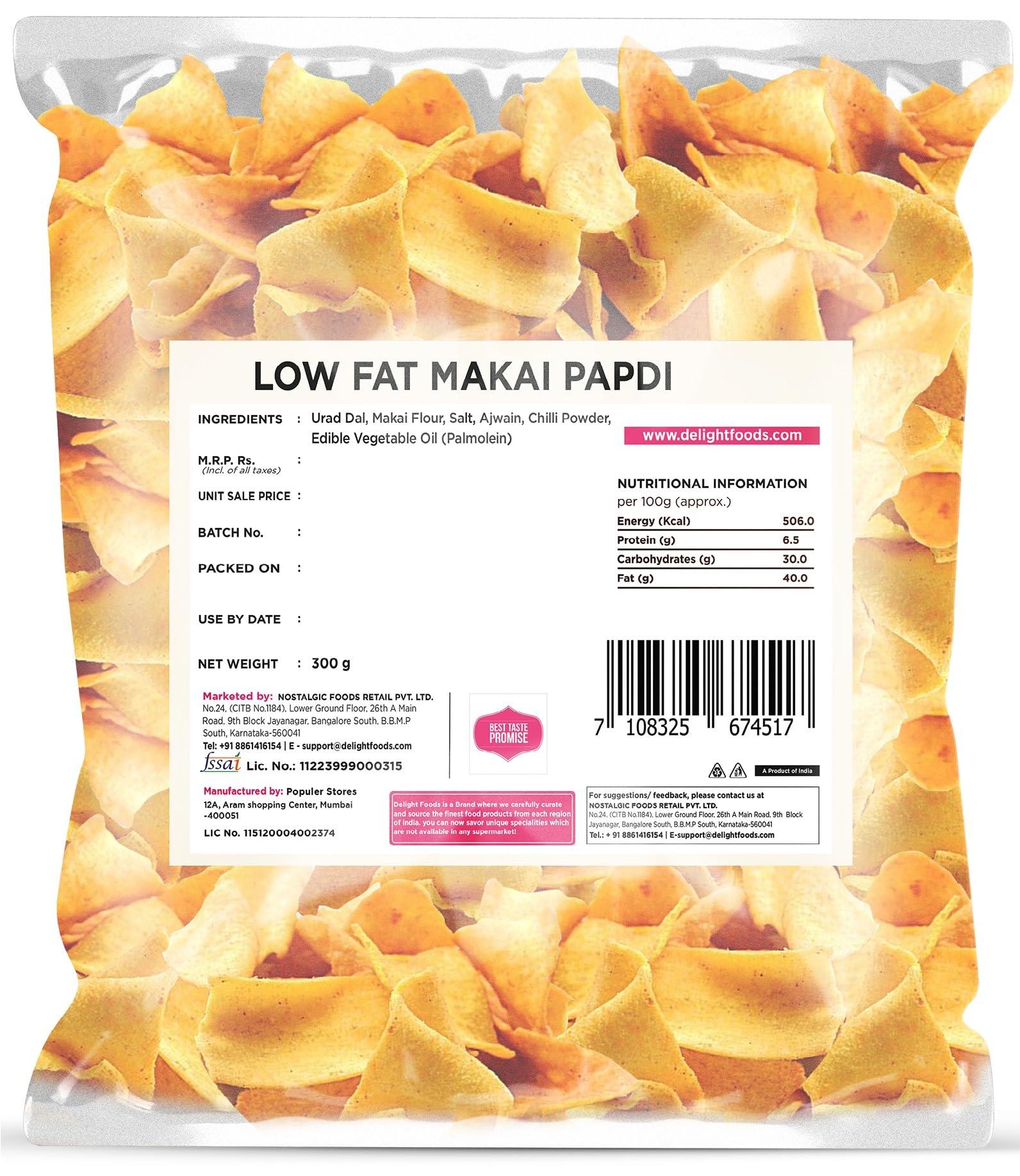 Delight Foods Delight Foods Low Fat Makai Papdi - Healthy Snacks (300g)