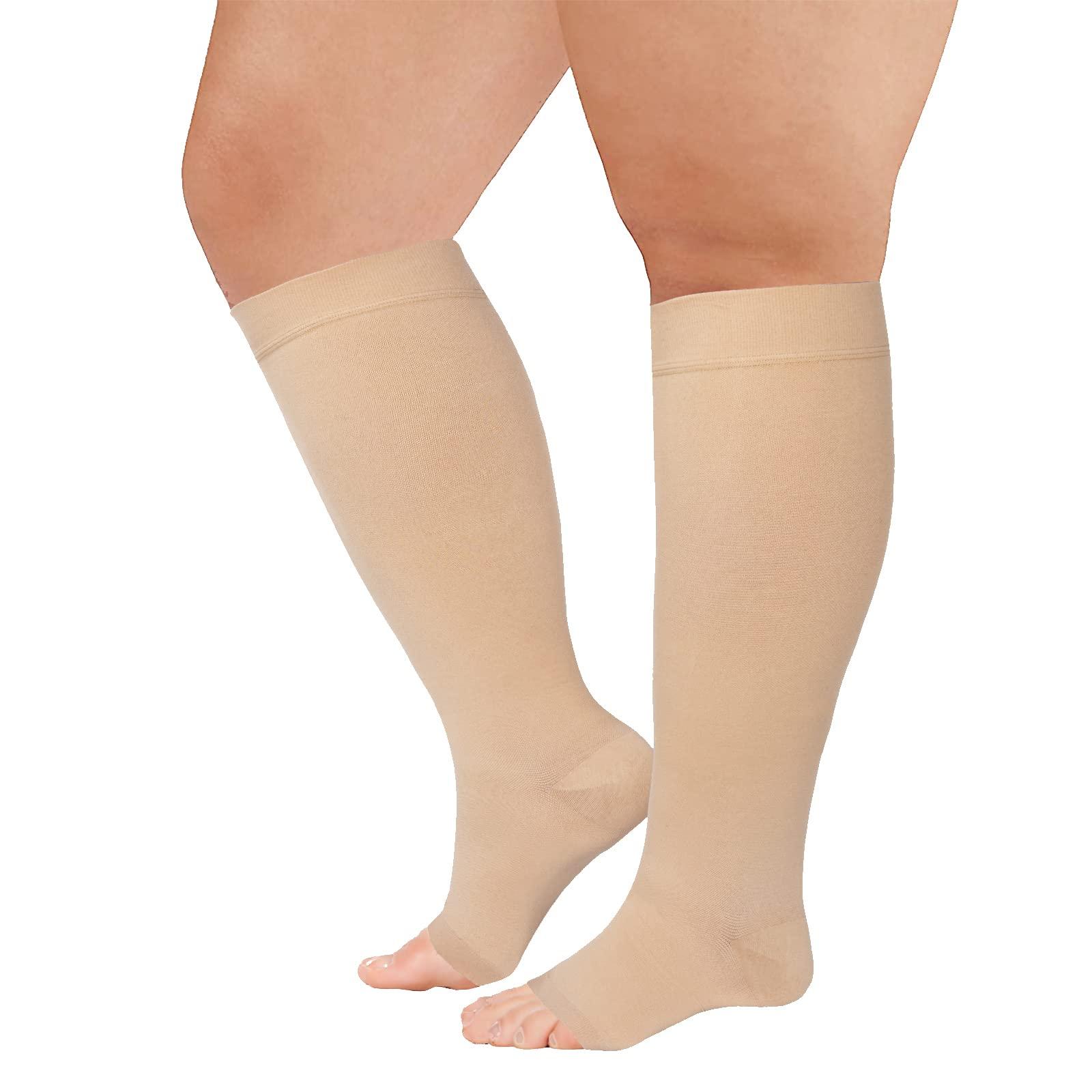 Blahhey Blahhey 3XL Extra Wide Calf Compression Socks Toeless for Women Men 20-30 mmHg Plus Size