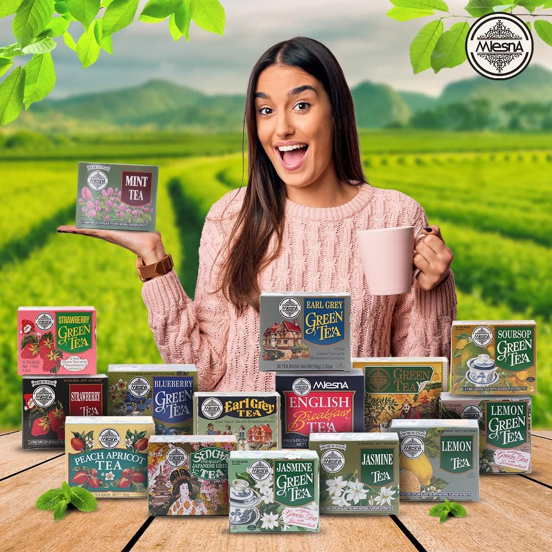 Mlesna Mlesna Mint Tea | Prepared With Traditional Method | Natural Flavour Extract | Rich in Anti - Oxidant | Pure Tea Bags - 100gm Each (Pack of 2)