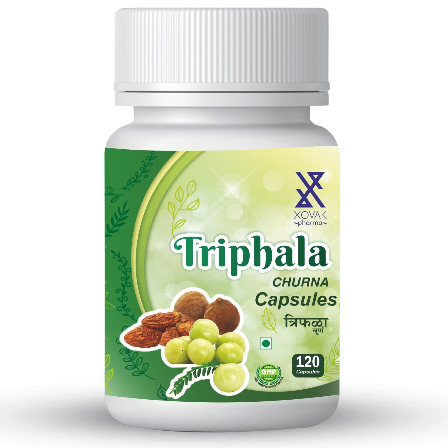 XOVAK PHARMA Xovak Pharma | Ayurveda Triphala Capsules For Good Digestion, Support Constipation, Liver Tonic, Stimulate Appetite, Body Detox, Improve Metabolism, Colon Cleanser (60 Capsules) (Pack of 2)