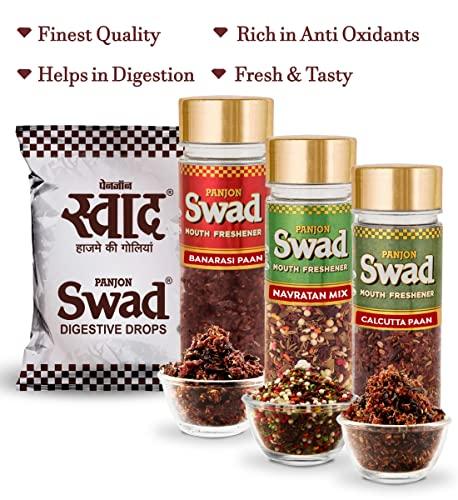 Panjon Swad Panjon Swad Digestive Toffee, Banarasi Paan, Shahi Navratan, Calcutta Paan Masala Mukhwas,50 Candy Pack,4 Units