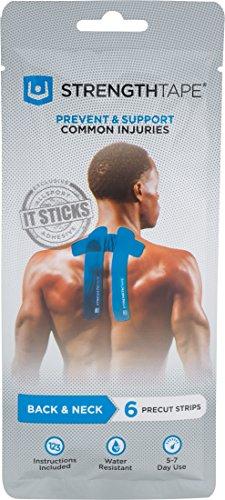 StrengthTape StrengthTape Kinesiology Tape, K Tape Taping Kit, Premium Sports Tape Provides Support and Stability to The Target Area, Back & Neck, Blue, StrengthTape Kinesiology Taping Kit