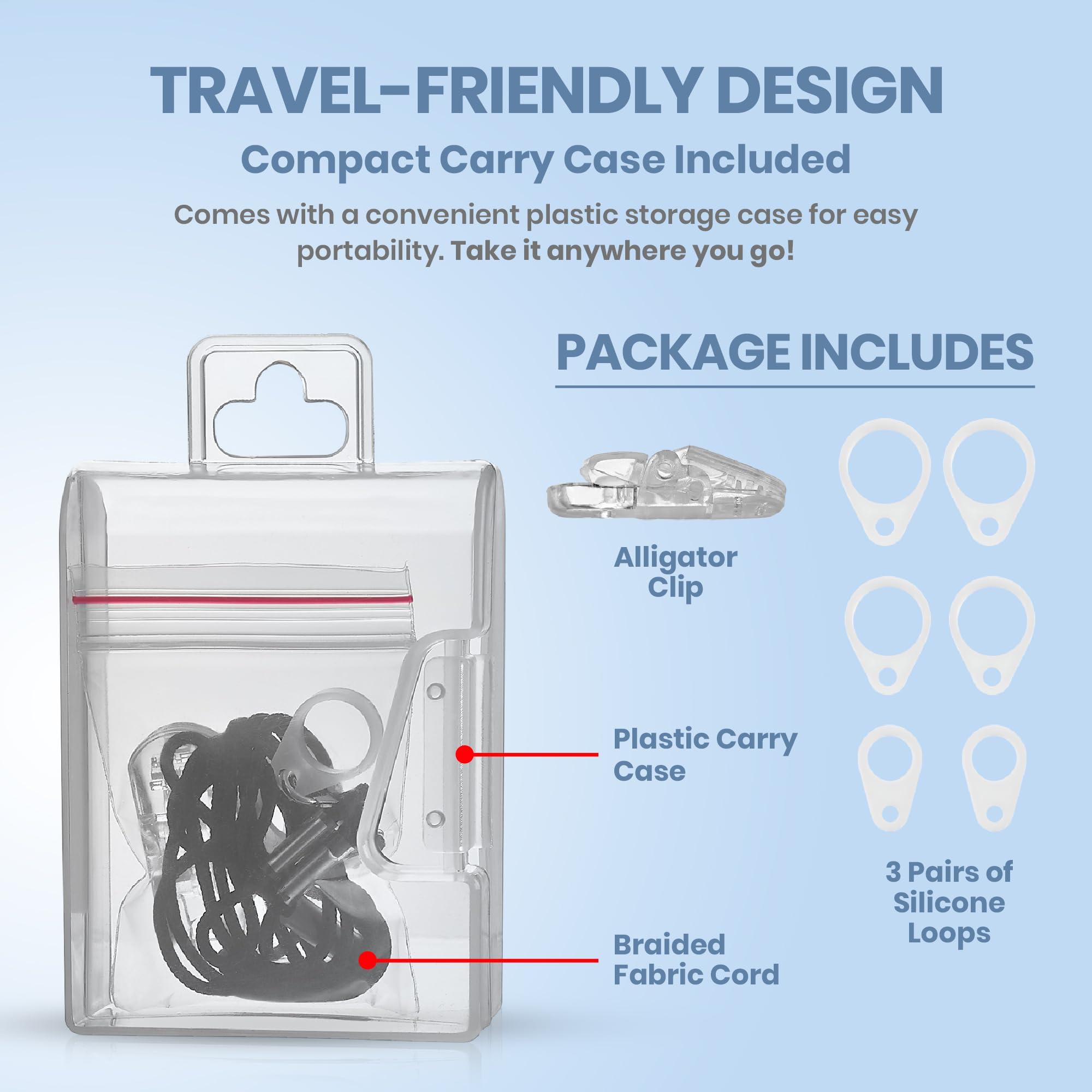 MEDca Hearing Aid Clip - Protective Holder with Anti Lost Lanyard Cord - Rope with Loops and Clip and Security Clip Ideal for Behind the Ear Hearing Aids and Personal Sound Amplifiers