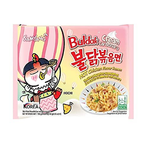 Sam Yang Samyang Cheese Noodles PK2 & Buldak Cream Carbonara Noodles PK1(Pack of 3) (420gm) (Imported) Instant Noodles Non-vegetarian (3x140 g)(Combo Pack)
