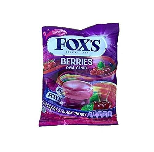 Fox's Fox's Berries Oval Hard Candy Raspberry & Black Cherry Flavor Packet, 125g, Purple & Red & White