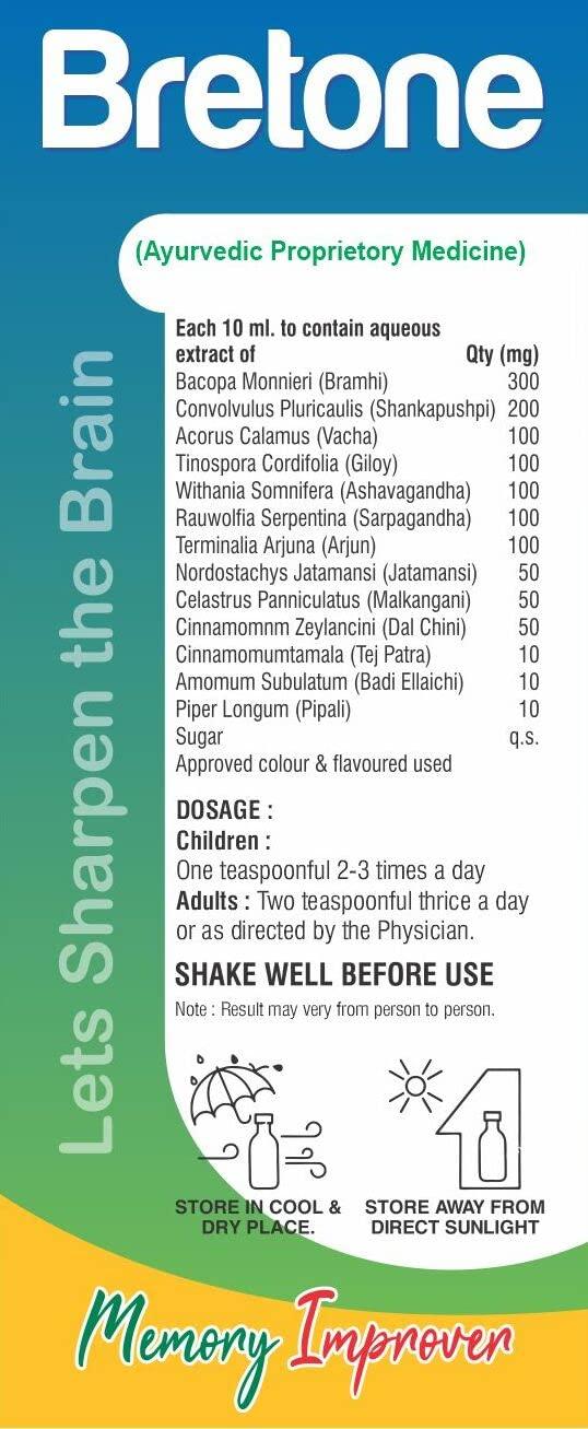 Prime Prime Bretone Shankhpushpi Syrup is loaded with Brahmi, Shankhpushpi and 11 essential herbs. It helps sharpen the memory, keep brain healthy and helps live a stress free life. (200 ml x 2)