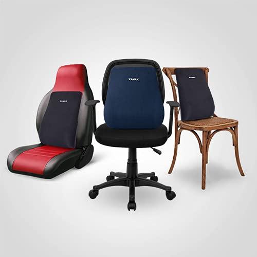 XAMAX XAMAX Foam Amron Backrest Pro F Lumbar Support Pillow Back Cushion Orthopedic For Car Seat | Office Chair | Full Back Support - Grey