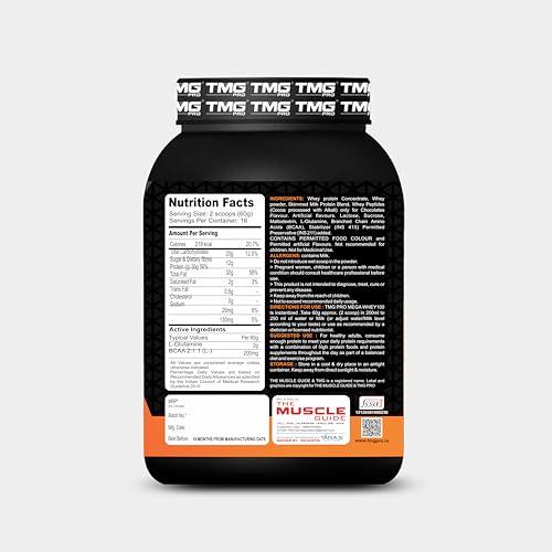 TMG PRO TMG PRO Mega Whey 100 Protein Powder | Dietary Supplement | Soy Free | Yeast Free | Dope Free | Mass Gainer Protein for Athlete & Bodybuilder (Chocolate-1KG)