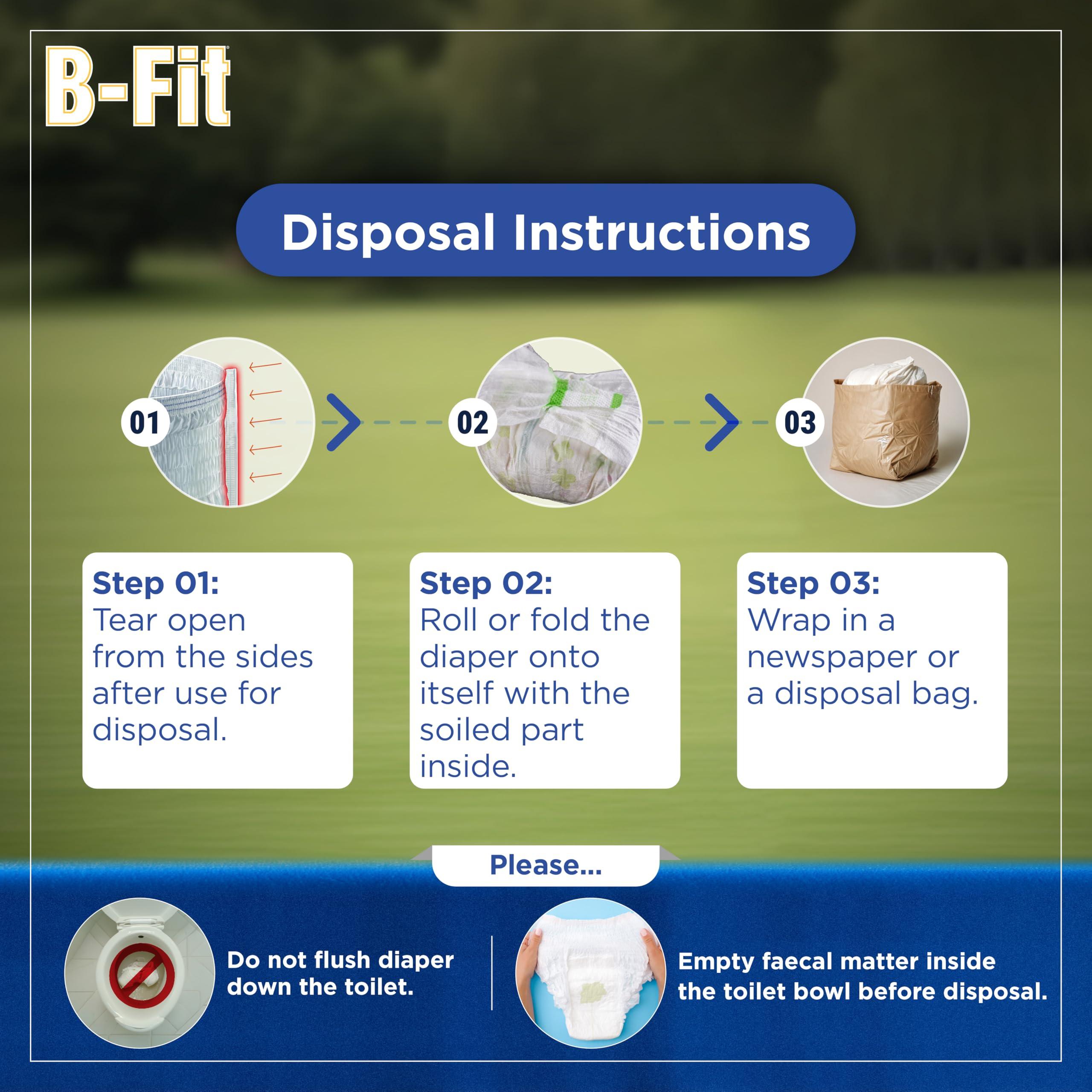 B-FIT B-FIT Adult Diapers Pant Style (Medium) 40 Count, Unisex, Leakproof, Elastic Waist, Wetness Indicator,Waist Size 25-48 Inch ; 63.5-122 cm
