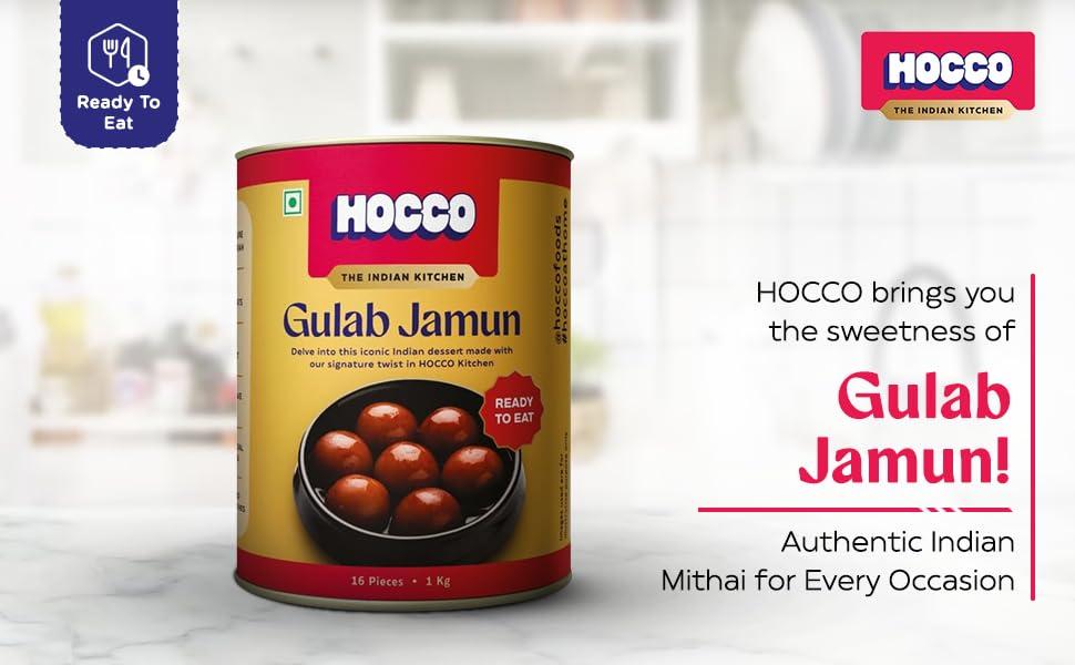 HOCCO HOCCO Ready To Eat Gulab jamun 1 kg | Soft & Delicious | Open & Eat | Pure Veg Sweets | for festival gifting occasions | Mouth-Watering Indian Mithai | No Added Colors, and Preservatives