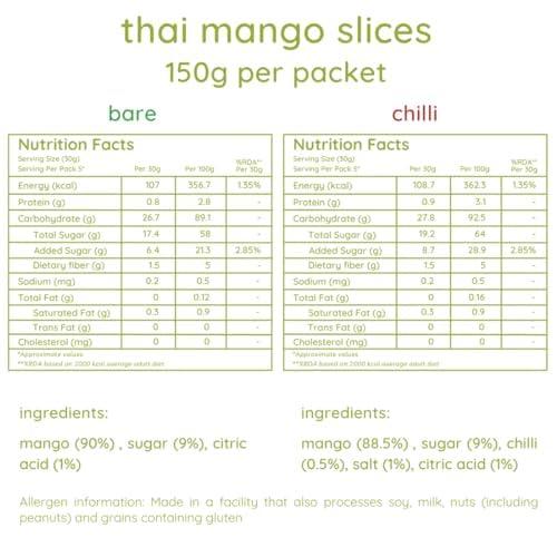 natch Natch Dried Thai Mango Slices, 100% All Natural, Vegan, Gluten Free, No Artificial Preservatives, Trans Fat Free, Rich in Antioxidants, Bare and Chili Flavour, 60gm each (Pack of 2)