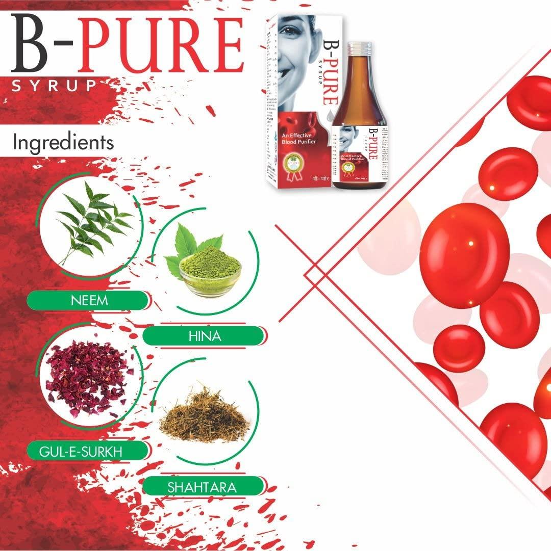 Drugs Laboratories Drugs Laboratories B.Pure Blood Purifier 450ml Syrup/Reduces Pimples and blemishes| Prevents Acne | Remove Allergy 100% Safe, Ayurvedic Formula for Glowing Pimple free skin