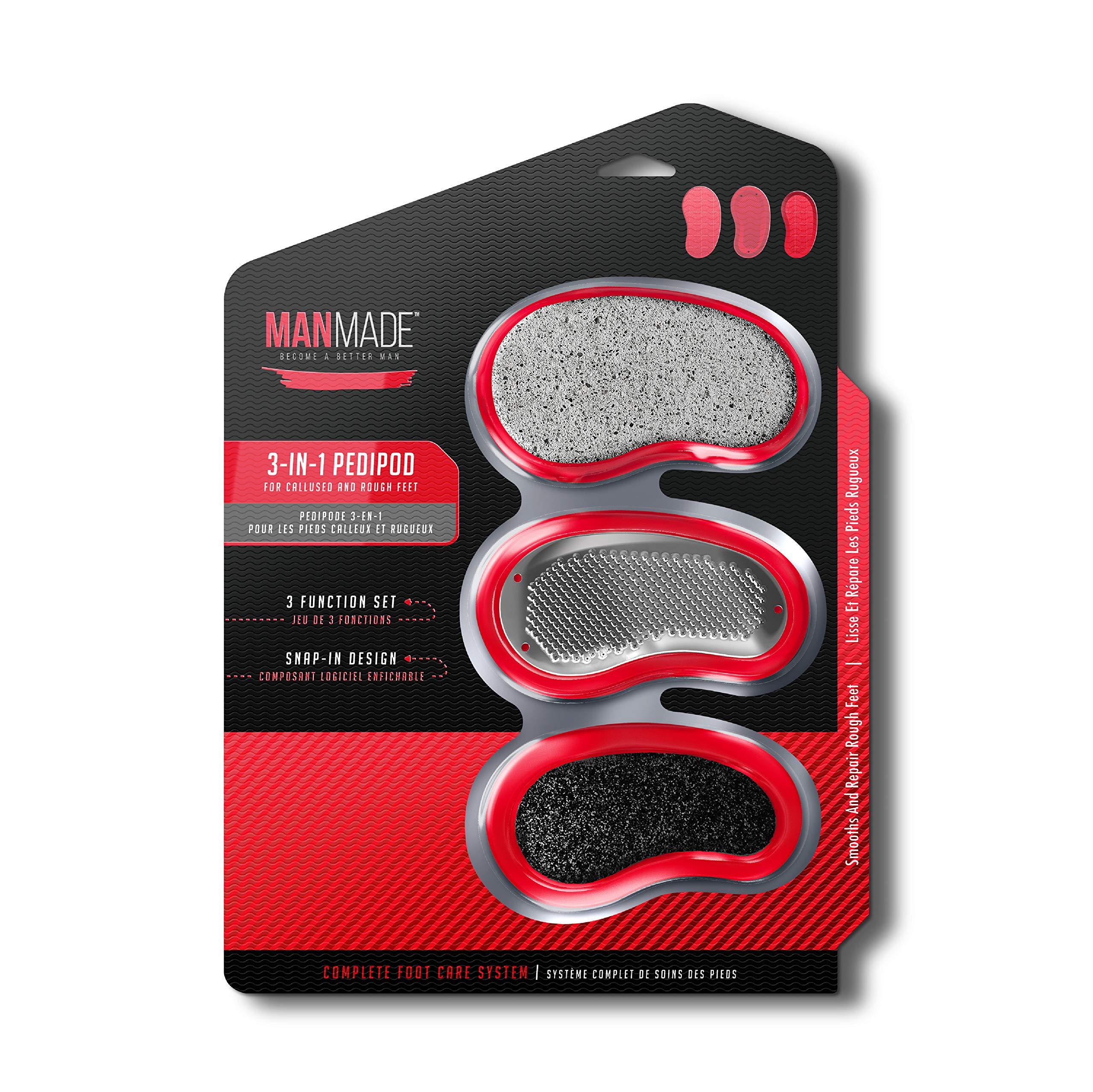 Man Made Man Made: 3-In-1 PediPod, Smooth and Repair Rough Feet, Become a Better Man (Red)