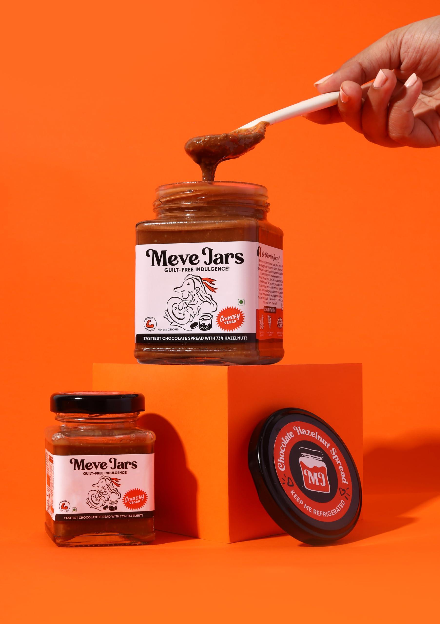 Meve Jars Meve Jars - Hazelnut Chocolate Spread | 350g | Vegan | No Preservatives | Gluten Free | High in Protein (Crunchy)