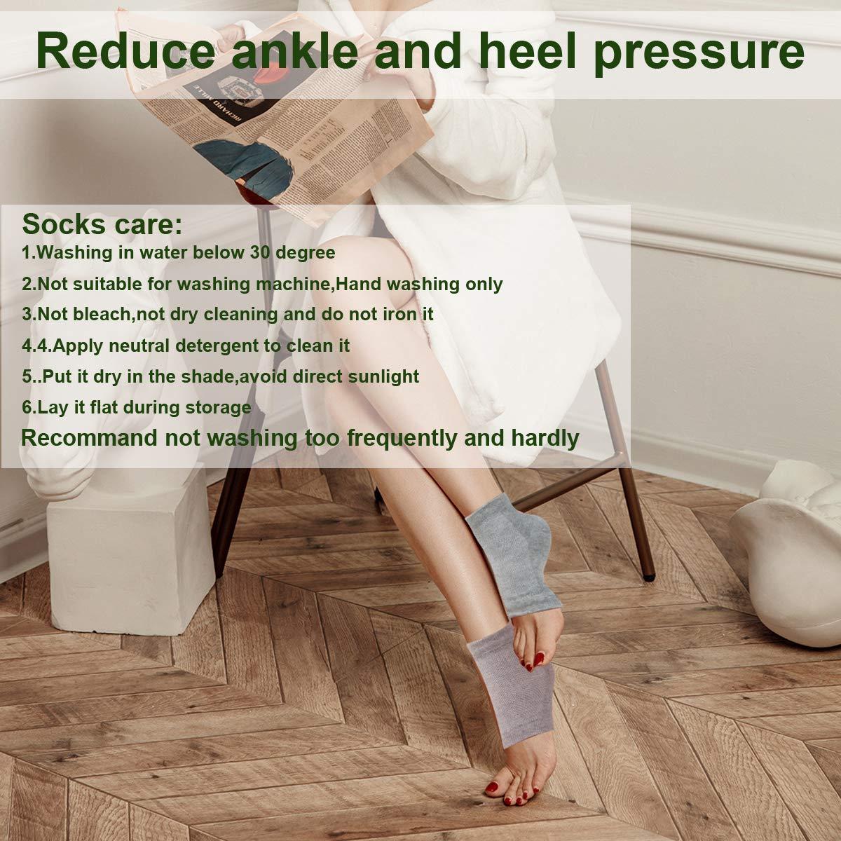 Exptolii Exptolii Vented Moisturizing Gel Heel Sock, 1 Pair Toeless Spa Sock For Foot Care Treatment, Cracked Heels, Dry Feet, Foot Calluses (Gray)