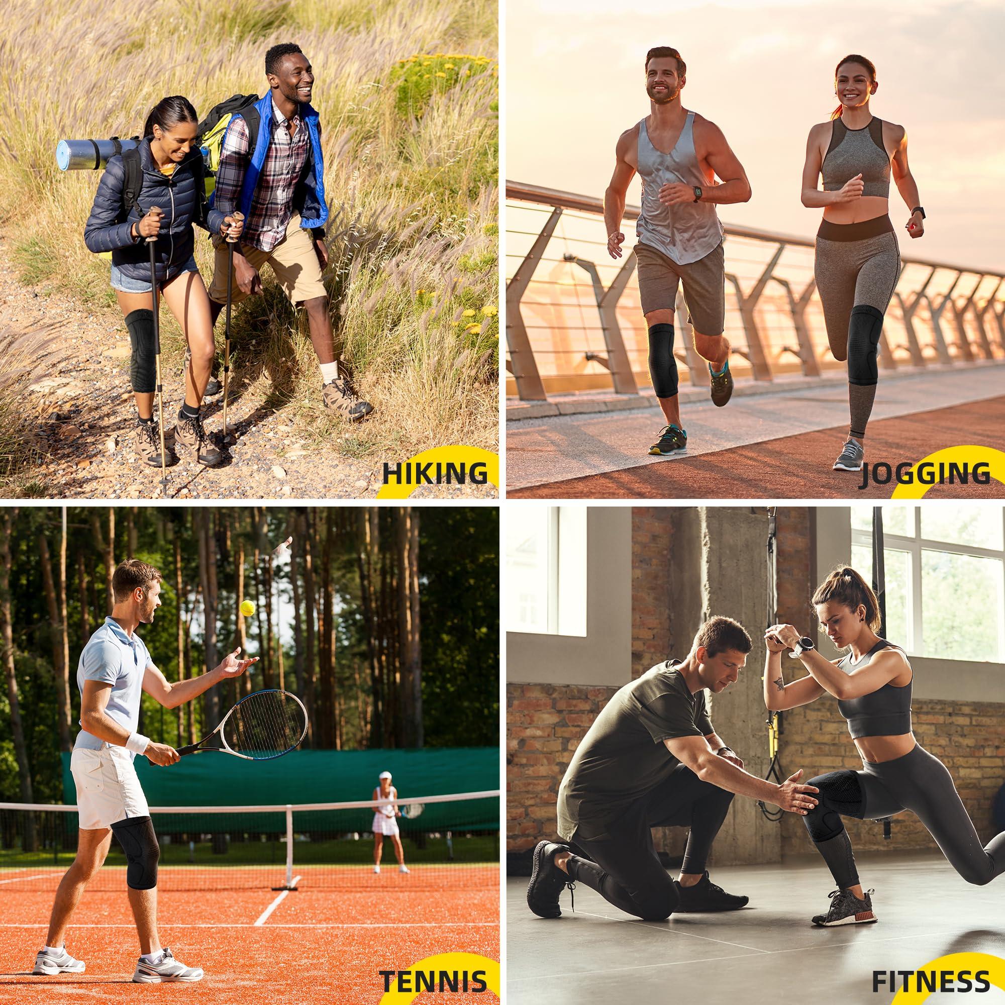 CAMBIVO CAMBIVO 2 Pack Knee Brace, Knee Compression Sleeve for Men and Women, Knee Support for Running, Workout, Gym, Hiking, Sports (Slate Blue,Medium)