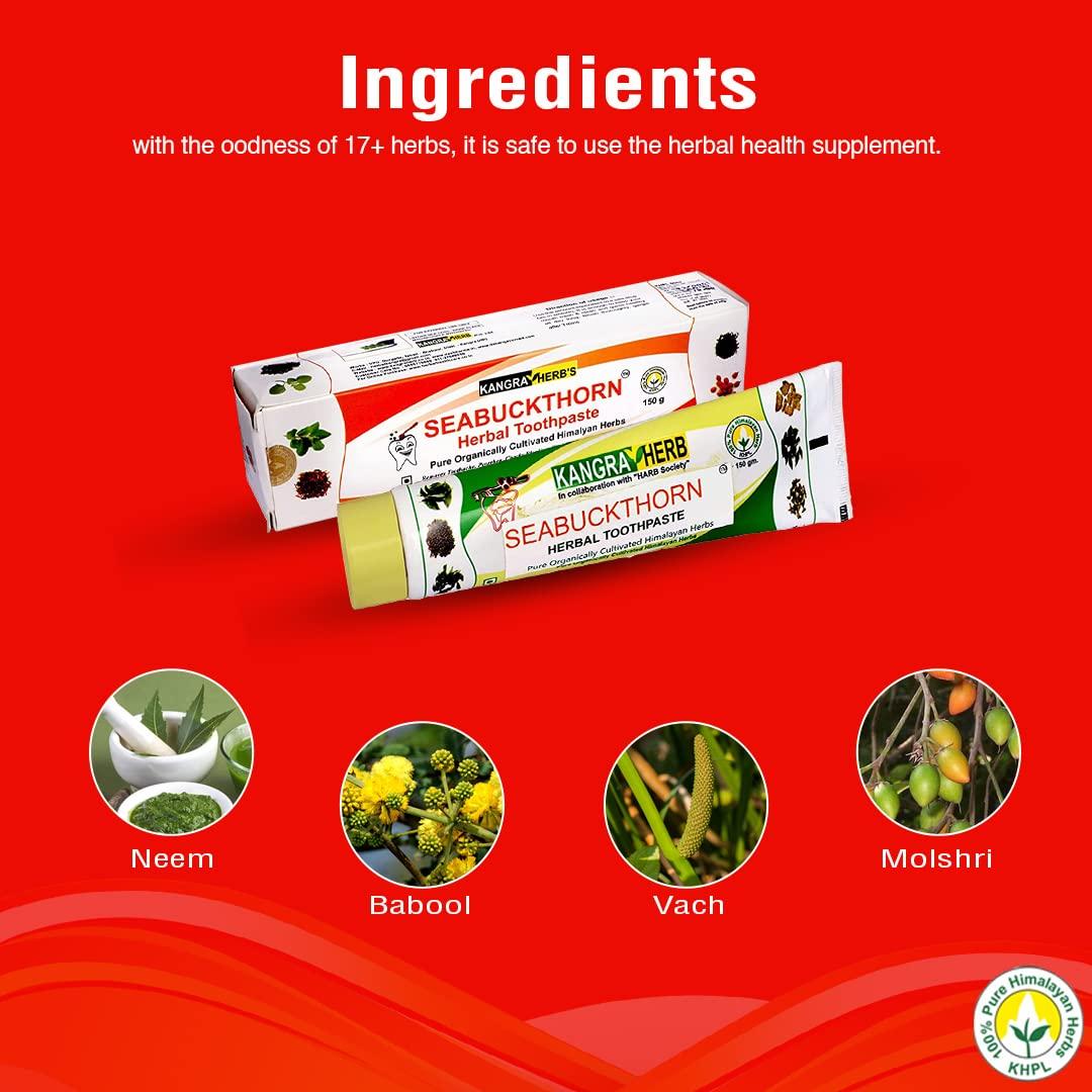Kangra Herb KANGRA HERB Seabuckthorn Herbal Multi Action Toothpaste (150Gms), Made With Pure Organically Cultivated Himalayan Herbs