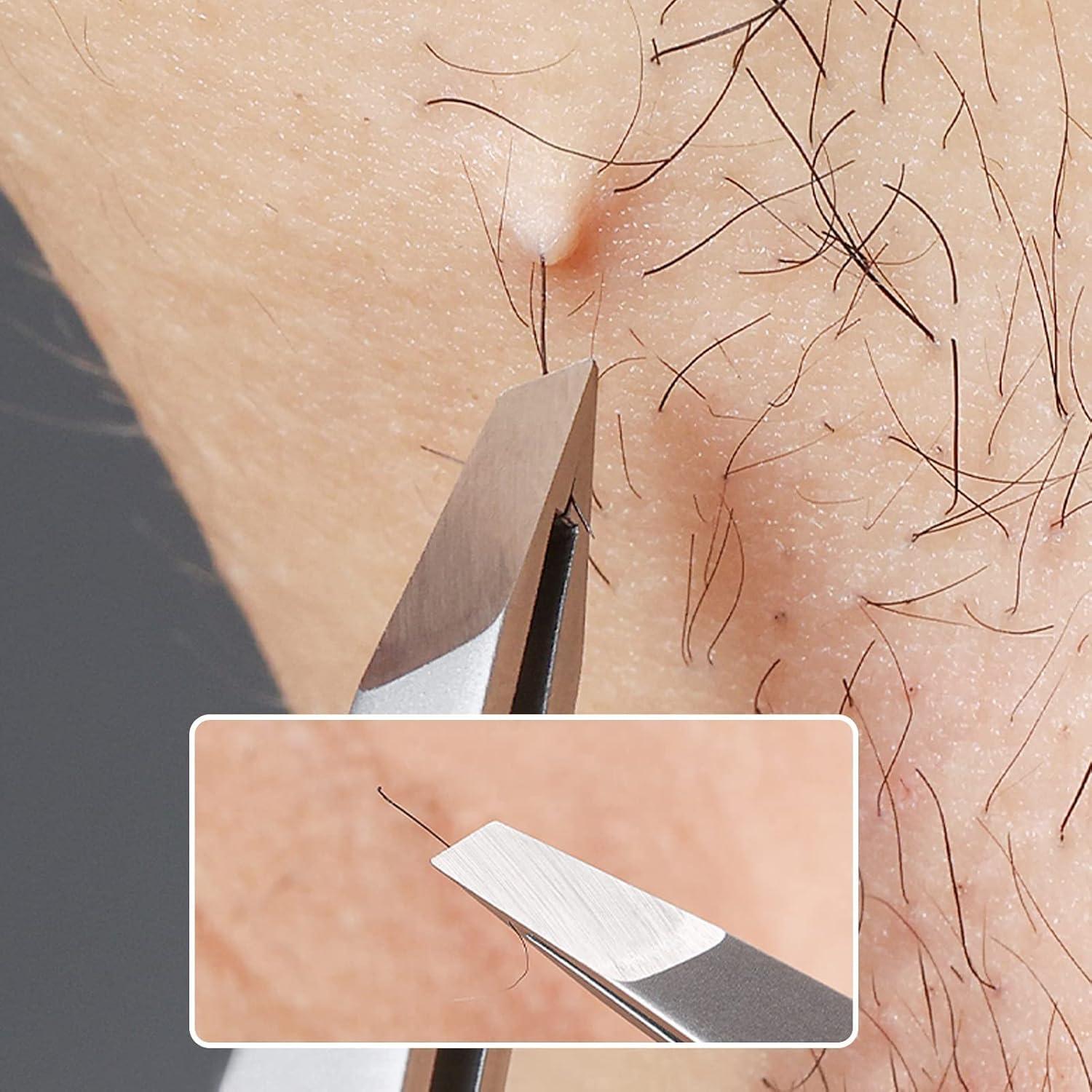 Aternal 2Pcs Eyebrow Tweezers Stainless Steel Professional Tweezers for Eyebrows Beauty Eyebrow Tweezer Eye Hair Removal Tool Hair Remover Tool Facial Tool Kits for Men Women Slant Tip Tweezers Pointy