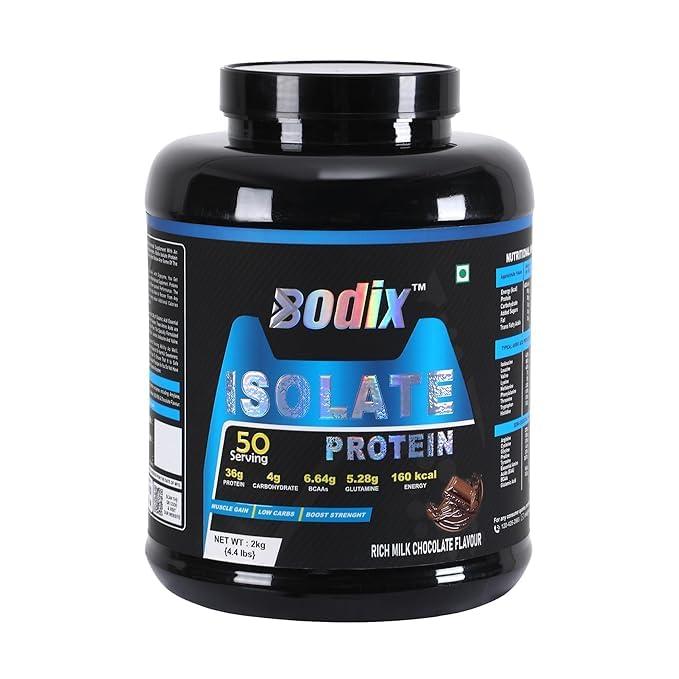 Bodix Bodix Low Carb Whey Protein Isolate Powder Choclate 1kg 36g Protein, 6.64g BCAA,5.28g Glutamine per Scoop