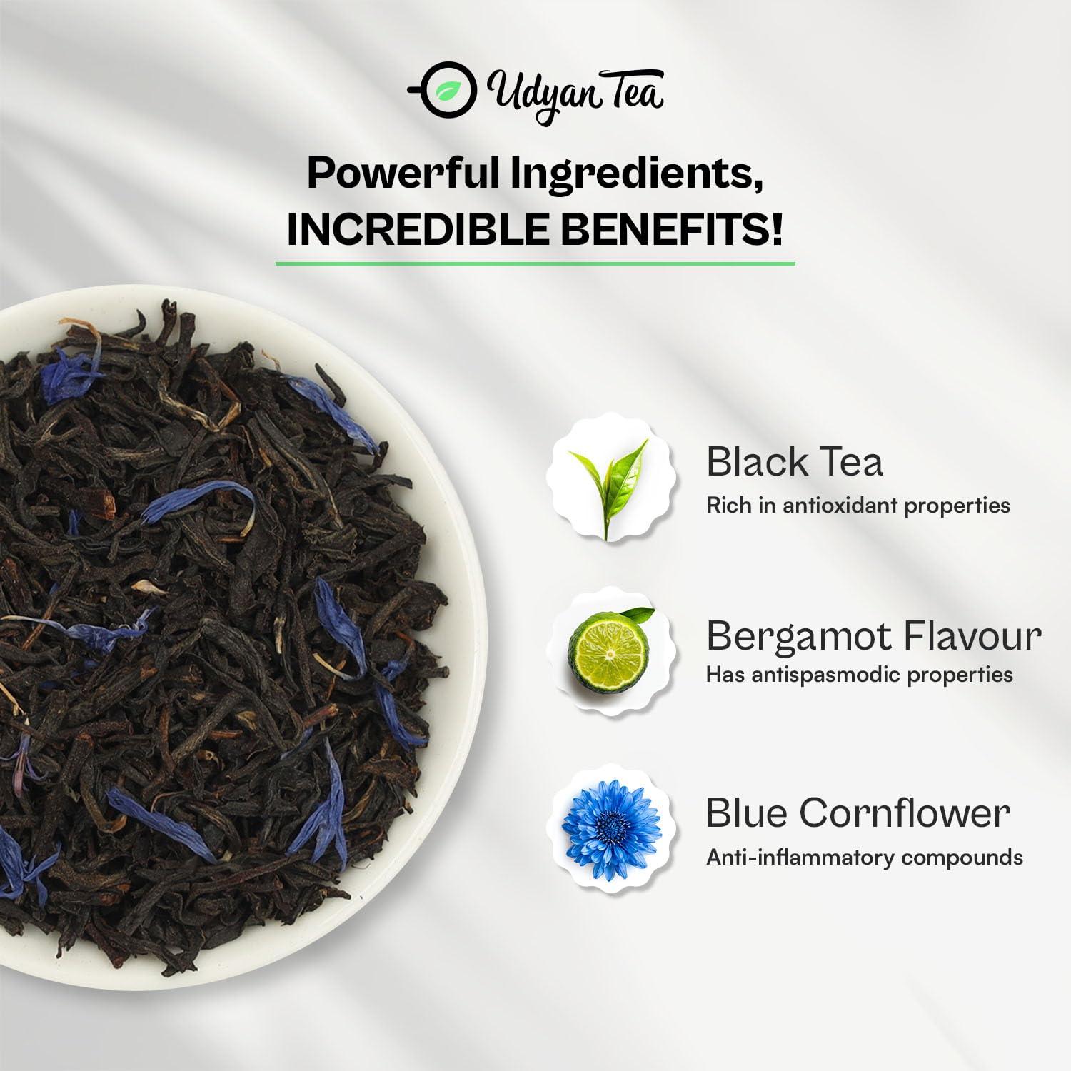 Udyan Tea Udyan Tea Imperial Earl Grey Black Tea, 100g (40 Cups) | Energises & Reduces Fatigue and Stress