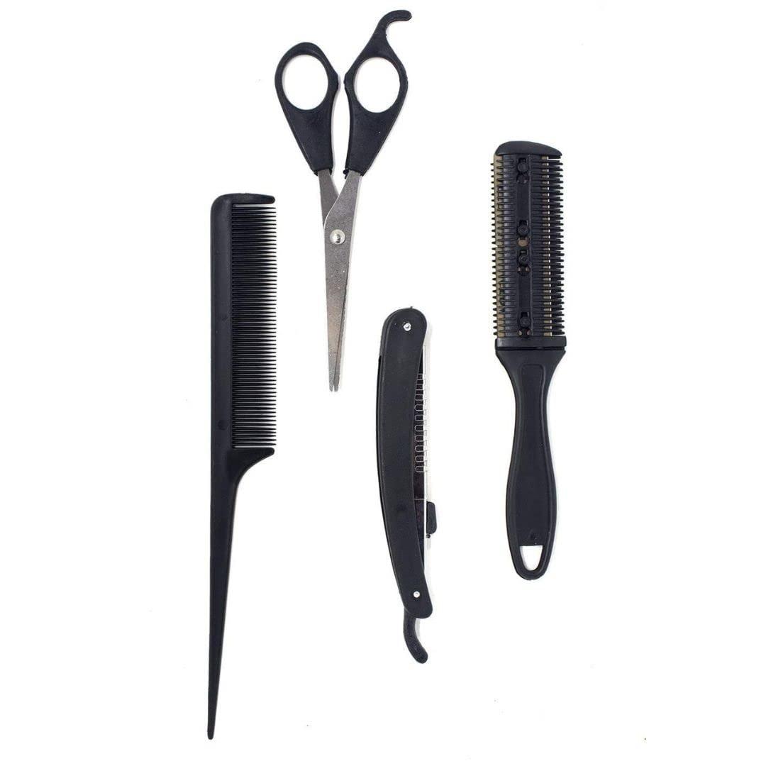 GutarGoo GutarGoo 4 Pcs professional Hairdresser Cutting Scissor With Hair trimmer razor Comb,Ustra shaving folding razor ( Pack Of 1 )