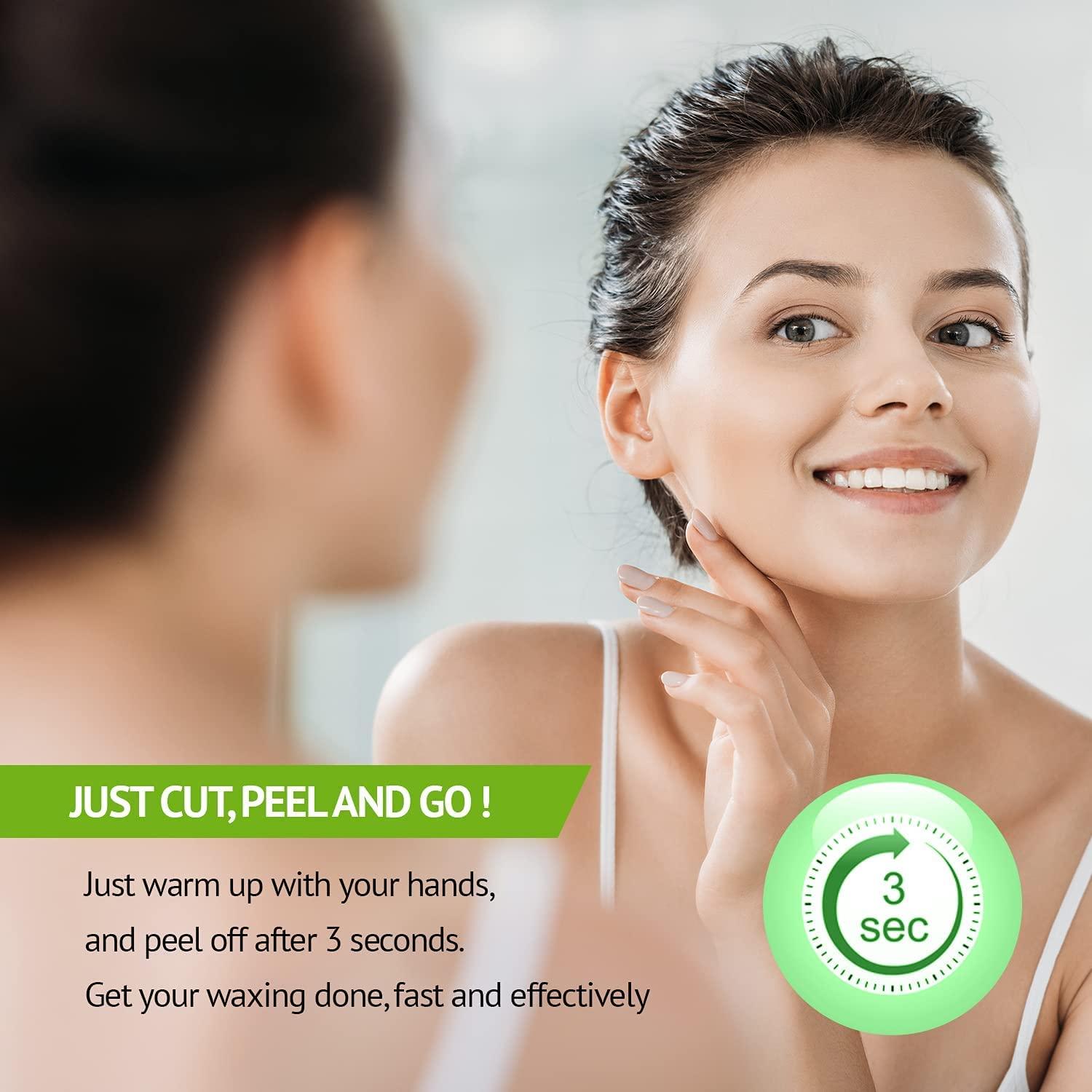 Wide-Empyrean Facial Wax Strips 20Pcs Face Hair Remover Waxing Kit for Women Small Wax Sheet for Removing Upper Lips, Chin & Eyebrows Extra Hair Easy & Safe Wax Paper with 2 Nose Strips