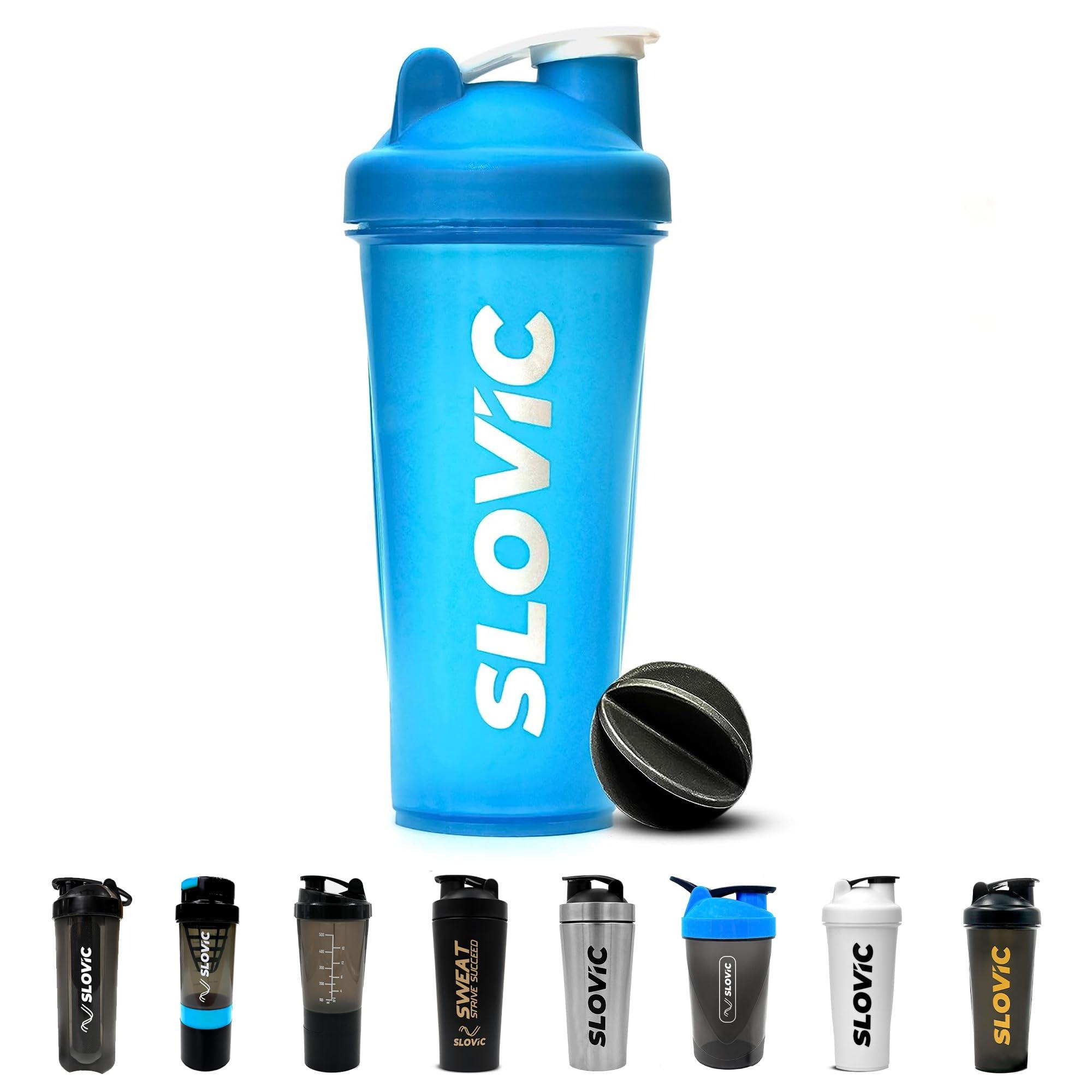 SLOVIC SLOVIC Shakers for Protein Shake, Plastic Free Gym Bottles for Men, Odor free Protein Shaker Bottles for Protein Shake, Leakproof Gym Shaker Bottle (Blue)