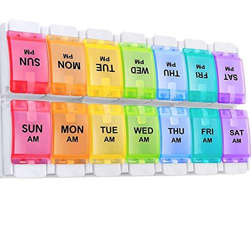 Anjetan Anjetan Double Weekly Pill Organizer Detachable Week Pill Box Vitamin Container for Pill Vitamin Container 7 Day Pill Containers
