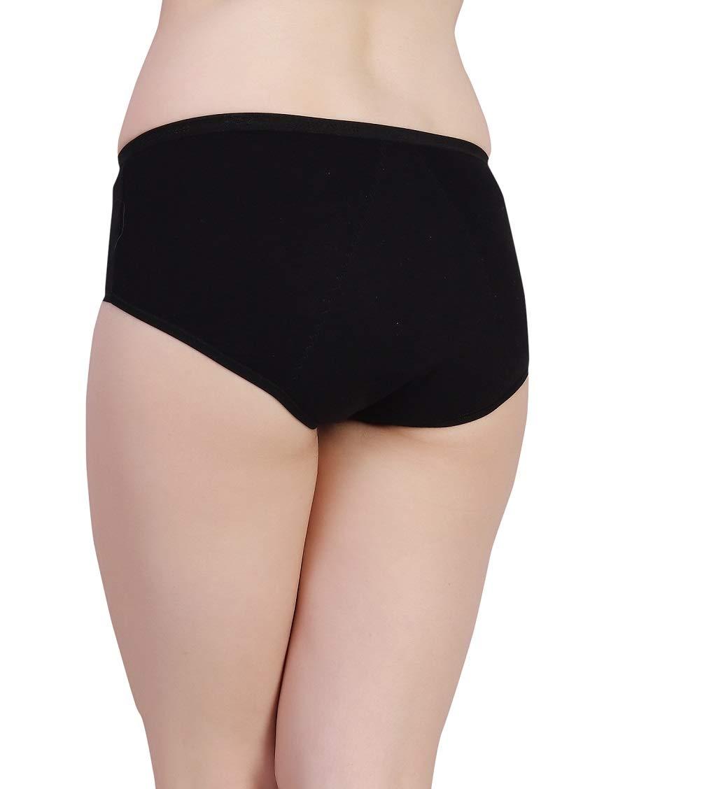 PLUMBURY PLUMBURY Women\'s Cotton Spandex Sanitary Period Panties Postpartum Underwear, Black,Size XL
