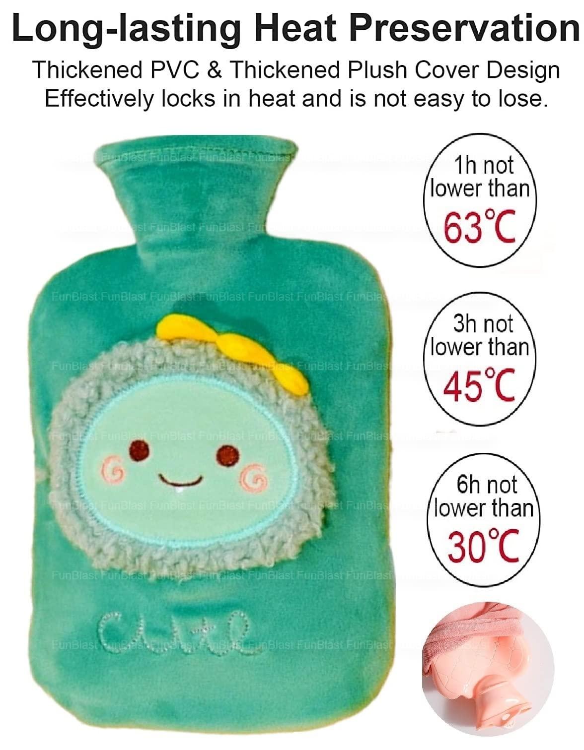 FunBlast FunBlast Hot Water Bag with Cute Cartoon Design Soft Cover for Pain Relief 1 Pcs Heating Bag, Heating Pad Hot Water Bottle & Rubber Bottle for Hot Water Bag for Pain Relief- 1000 ML (Random Color)