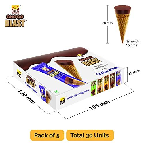 Pure Temptation Pure Temptation ChocoBlast® Premium Delicious Chocolate Flavoured Choco Fills Waffle Cones - Chocolate Gift Box - Pack of 5 (Each box contains 6 Pcs)