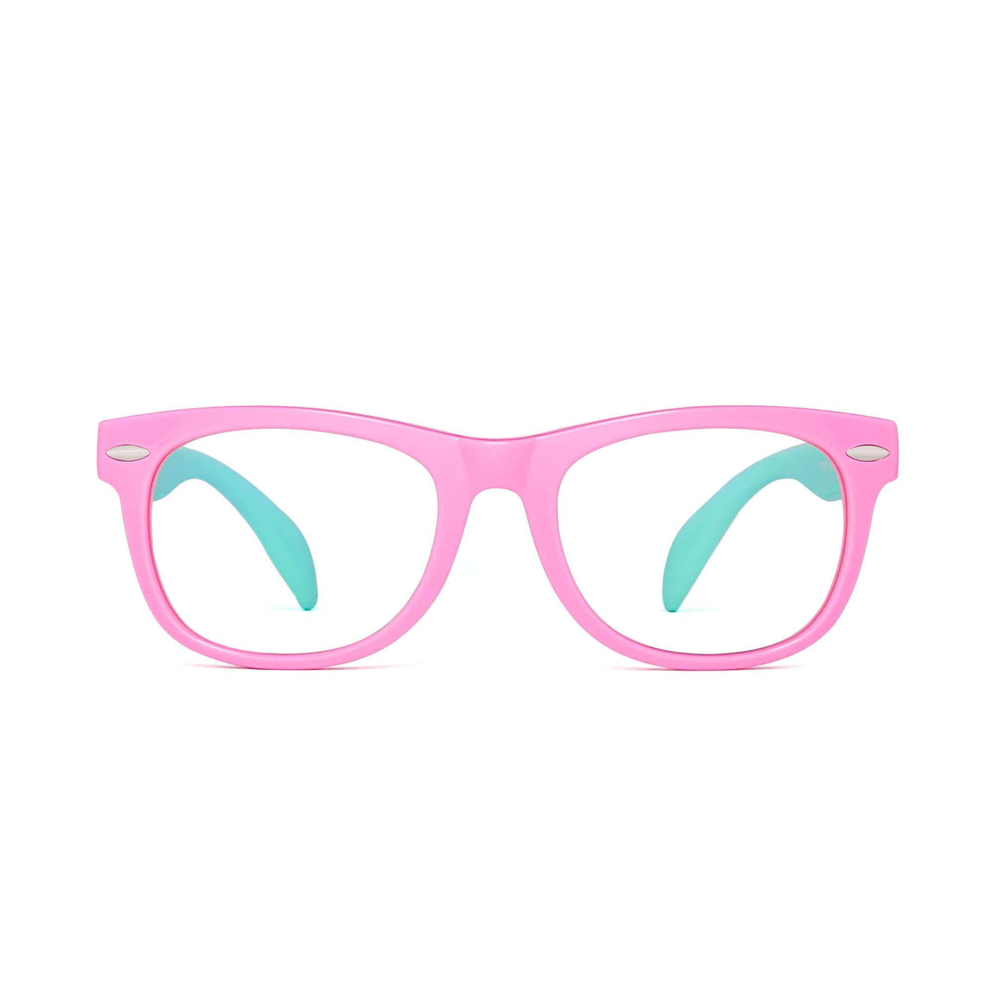 JM JM Anti Blue Light Blocking Glasses for Girls Computer Screen Protector Light Anti Eye Strain Glasses Pink Frame Green Temple