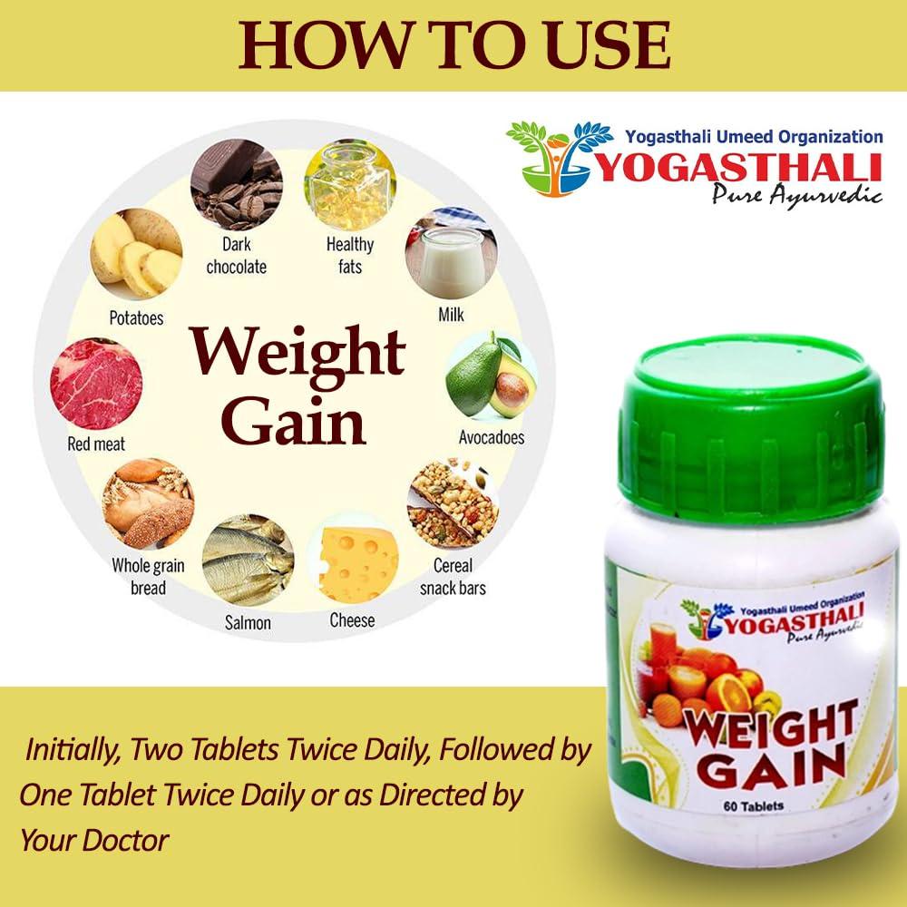 YOGASTHALI Pure Ayurvedic Yogasthali Pure Ayurvedic Weight Gain 60 Veg Tablets | 60 Capsules | Ayurvedic Muscle & Mass Gainer Tablet| Lean Mass Gainer | Improved Stamina & Strength| Enhanced Atheletic Performance